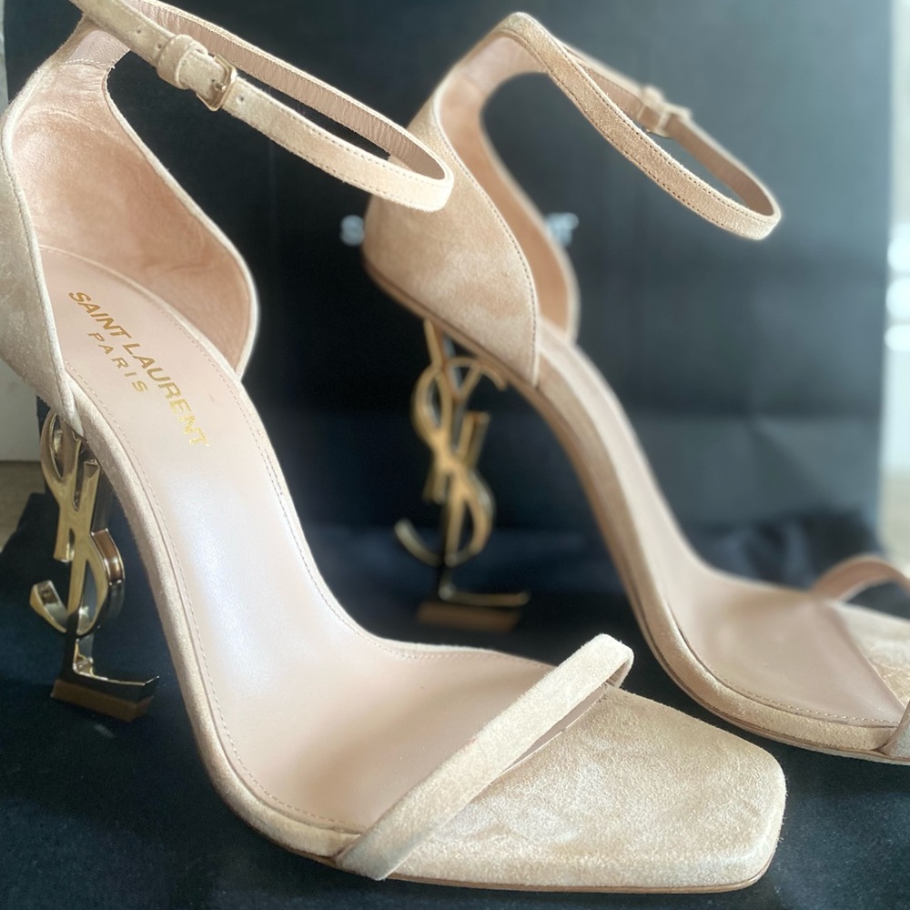 SAINT LAURENT
Opyum Suede 110mm YSL-Heel Sandals